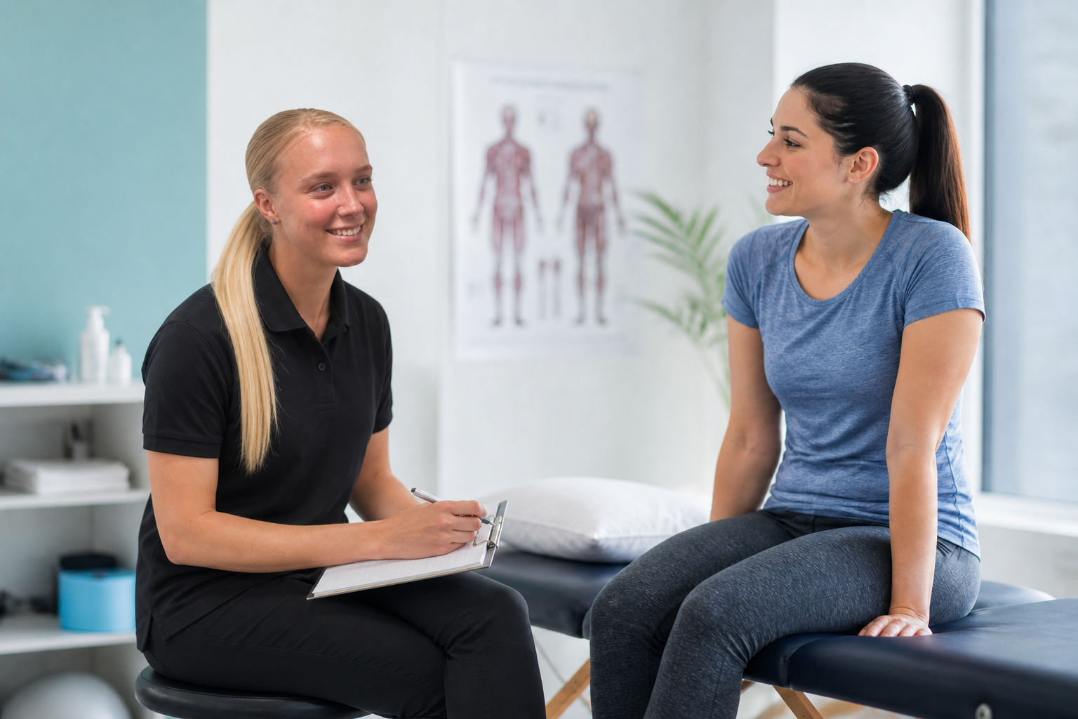 Georgia reviewing a treatment plan with a patient