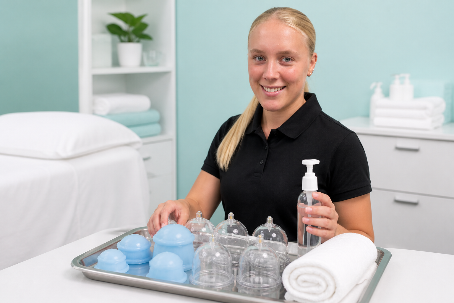 Georgia preparing dry cupping equipment