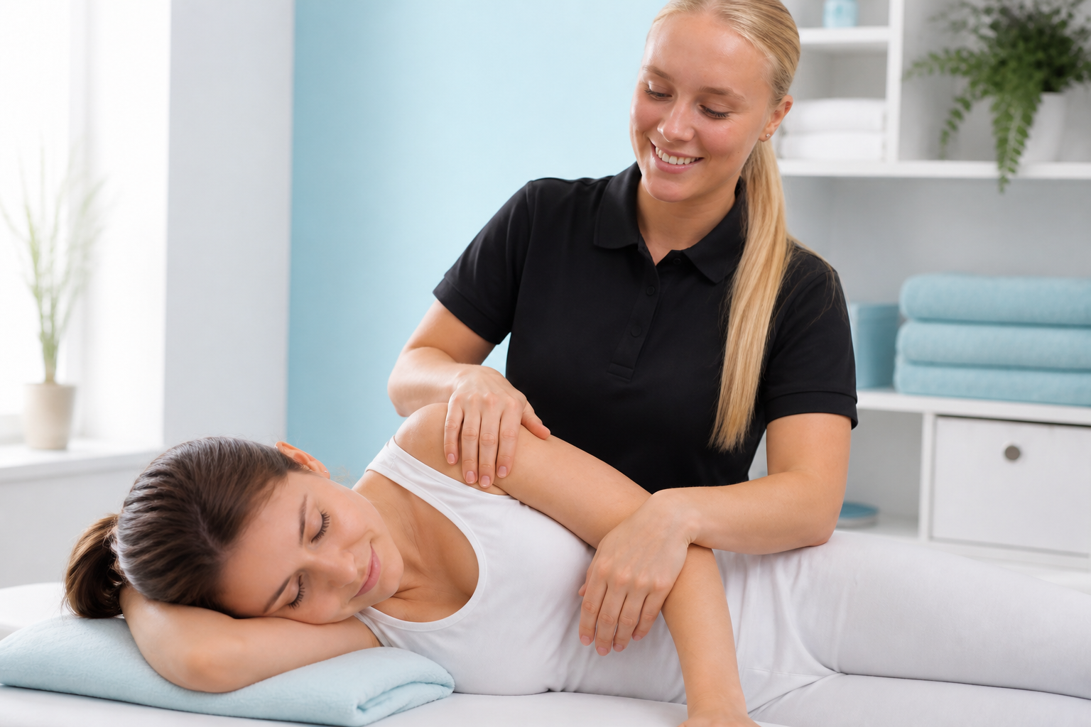 Georgia administering hands-on treatment